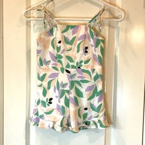 GB girls tropical romper purple green black one piece lined dressy Size 4 NWT
